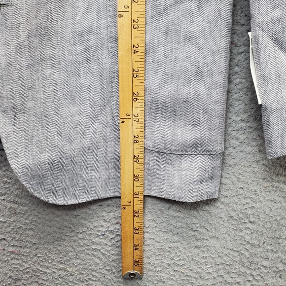 Stafford Blazer Jacket Men 44 Gray Linen Classic Fit Notch Lapel Single Breasted - Picture 3 of 14